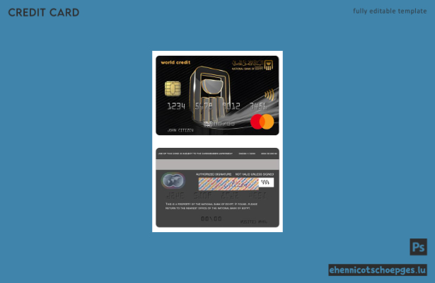 Beispielvorschau der ägyptischen Nationalbank (World Mastercard)